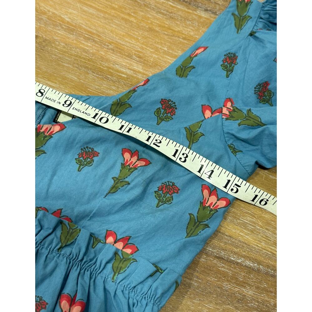 EDDY Julia Puff Sleeve Mini Dress XS French Blue Punch Floral Cotton - Picture 8 of 10